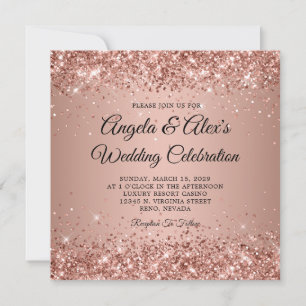 Invitation Mariage dégradé or rose scintillant