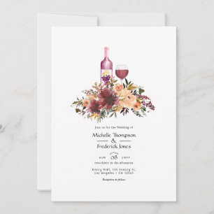Invitation Mariage dégustation de vin floral pêche Bordo