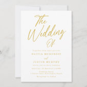 Invitation Mariage d'élégance classique blanc et or (Devant)