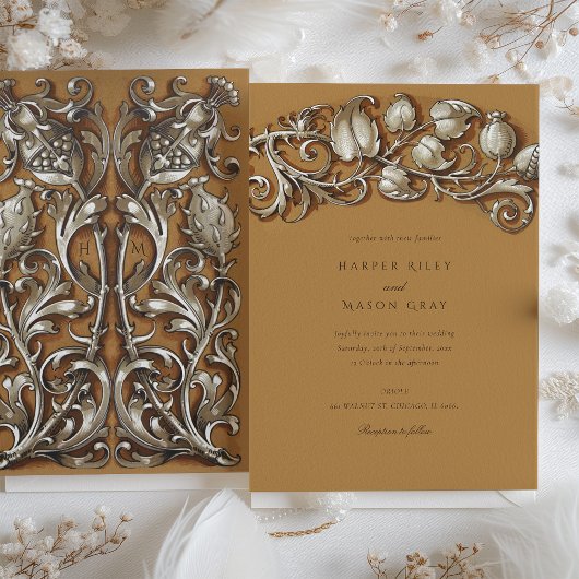 Invitation Mariage d'élégance crème Art nouveau