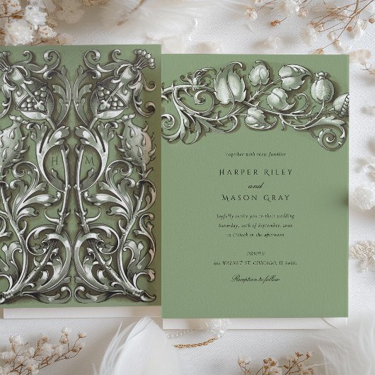 Invitation Mariage d'élégance crème Art nouveau