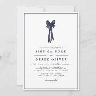 Invitation Mariage d'élégance de la boîte à ruban bleu marine