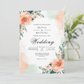 Invitation Mariage d'élégance florale de la Pêche (Debout devant)
