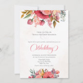 Invitation Mariage d'élégance florale rose verdoyant (Devant)