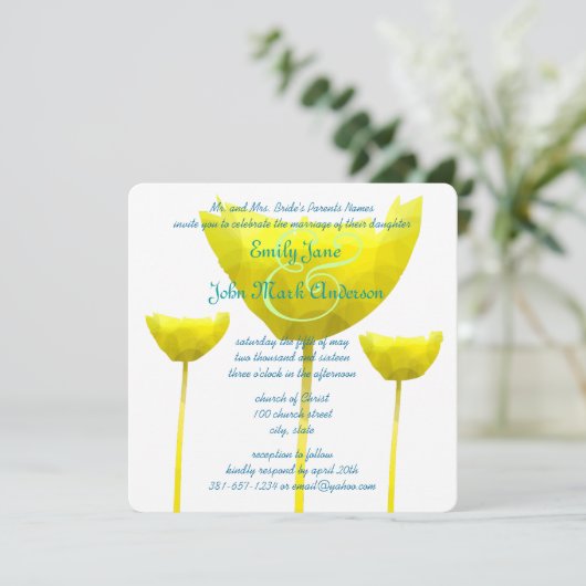 Invitation Mariage d'élégance jaune pavot (Debout devant)