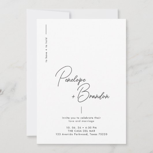 Invitation Mariage d'élégance moderne noir et blanc (Devant)