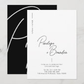 Invitation Mariage d'élégance moderne noir et blanc (Devant / Derrière)