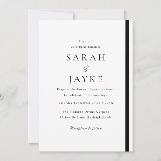 Invitation Mariage d'élégance noir et blanc (Devant)