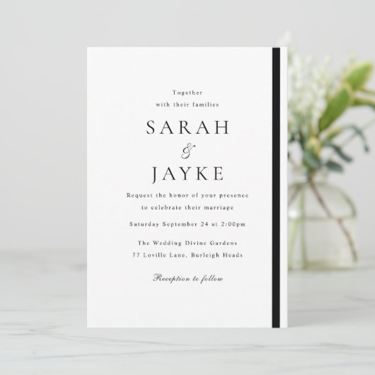 Invitation Mariage d'élégance noir et blanc (Debout devant)