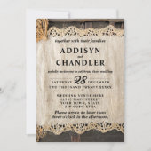 Invitation Mariage d'élégance rustique Burlap Lace Barnwood (Devant)