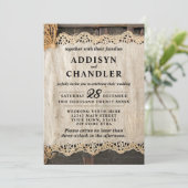 Invitation Mariage d'élégance rustique Burlap Lace Barnwood (Debout devant)