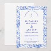 Invitation Mariage Delft Bleu Chinoiserie (Devant / Derrière)