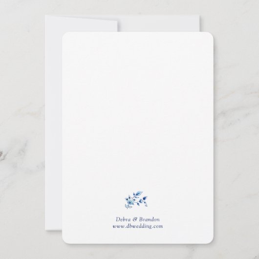 Invitation Mariage Delft bleu et blanc monogramme (Dos)