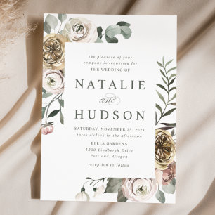 Invitation Mariage délicat à cadre floral hivernal