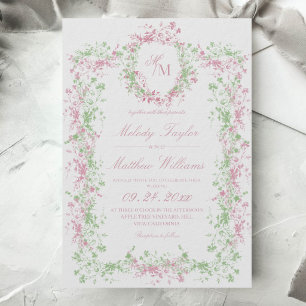 Invitation Mariage délicat à la crête de la flore française