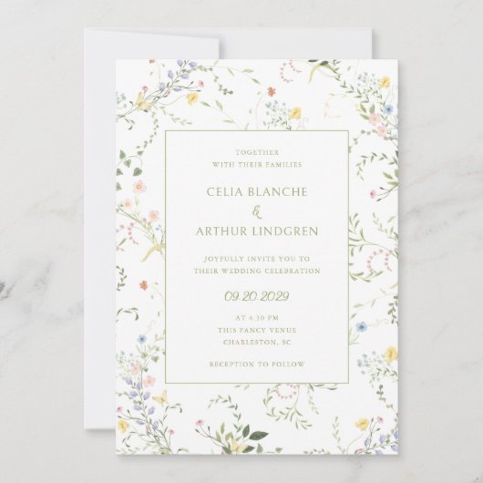 Invitation Mariage délicat dans un jardin floral (Devant)