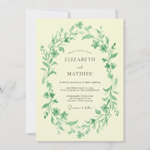 Invitation Mariage délicat de la forêt au vert sauge