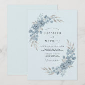 Invitation Mariage délicat en acier bleu d'hiver (Devant / Derrière)