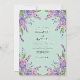 Invitation Mariage délicat lavande vert menthe