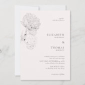 Invitation Mariage délicat Peonies Enk Soft Rose Élégant (Devant)