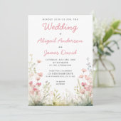 Invitation Mariage Délicate Fleur Sauvage (Debout devant)