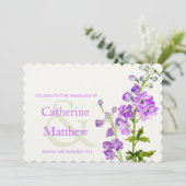 Invitation Mariage Delphinium violet d'aquarelle (Debout devant)