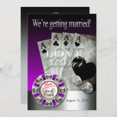 Invitation Mariage Deluxe à Las Vegas | argent pourpre (Devant / Derrière)