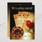 Invitation Mariage Deluxe à Las Vegas | rouge or noir (Devant / Derrière)