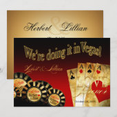 Invitation Mariage Deluxe Las Vegas | rouge noir or (Devant / Derrière)
