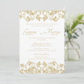 Invitation Mariage d'Emblem Gold Damask (Debout devant)