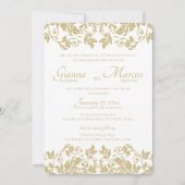 Invitation Mariage d'Emblem Gold Damask (Devant)