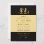 Invitation Mariage d'emblème Floral d'or (Devant)