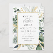 Invitation Mariage d'émeraude du cadre naturel du feuillage b (Devant)