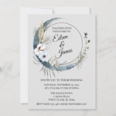 Invitation Mariage demi-lune Boho bleu (Devant)