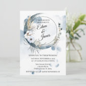 Invitation Mariage demi-lune Boho bleu (Debout devant)