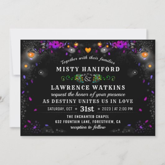 Invitation Mariage D'Enchantement D'Halloween - Avec (Dos)
