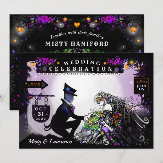 Invitation Mariage D'Enchantement D'Halloween - Avec (Devant / Derrière)