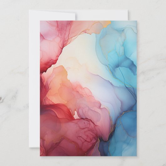 Invitation Mariage d'encre bleue bordeaux et poussiéreux (Dos)