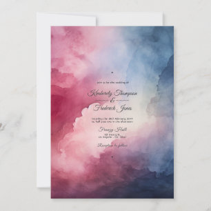 Invitation Mariage d'encre couleur marine bordeaux