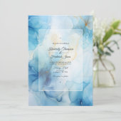 Invitation Mariage d'encre d'alcool bleu poussiéreux (Debout devant)