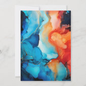 Invitation Mariage d'encre d'alcool Royal Blue, Turquoise et  (Dos)