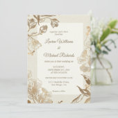 Invitation Mariage d'encre en cuivre à crème beige personnali (Debout devant)