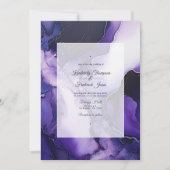 Invitation Mariage d'encre noire, argentée et violette foncée (Devant)