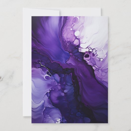 Invitation Mariage d'encre noire, argentée et violette foncée (Dos)