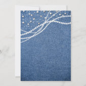 Invitation Mariage Denim et Perles Blanc Ruban Bleu Chic (Dos)