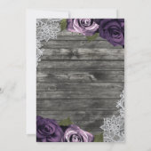 Invitation Mariage Dentelle Blanche Grise Rustique Roses Deep (Dos)