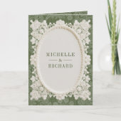 Invitation Mariage dentelle de dentelle vert olive d'argent a (Devant)