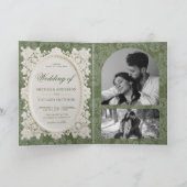 Invitation Mariage dentelle de dentelle vert olive d'argent a (Intérieur)