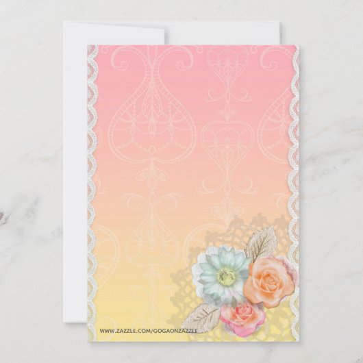 Invitation Mariage Dentelle Et Fleurs (Dos)