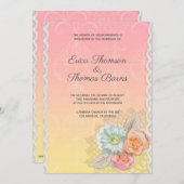 Invitation Mariage Dentelle Et Fleurs (Devant / Derrière)